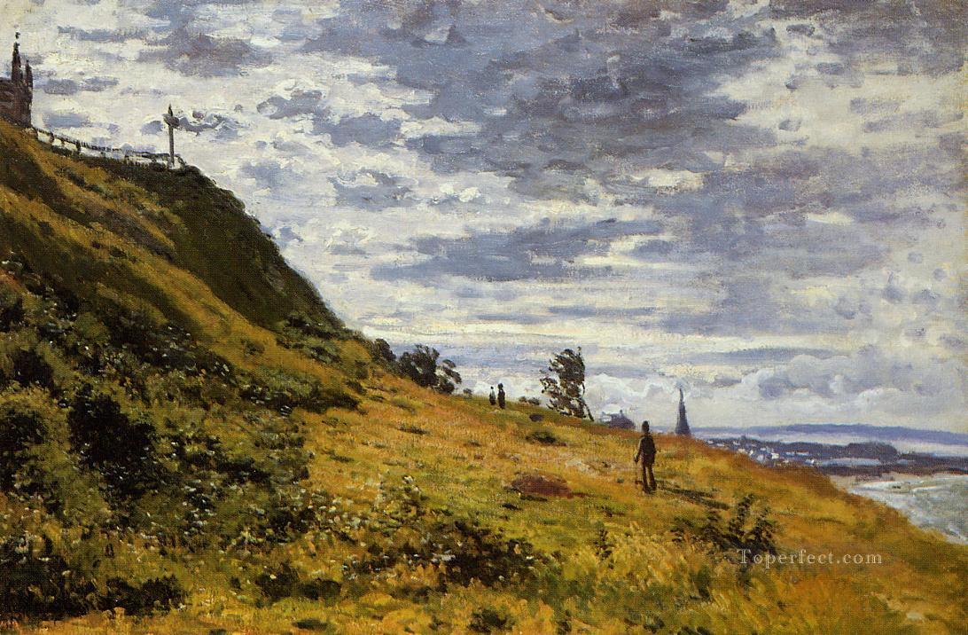 Taking a Walk on the Cliffs of SainteAdresse Claude Monet Oil Paintings